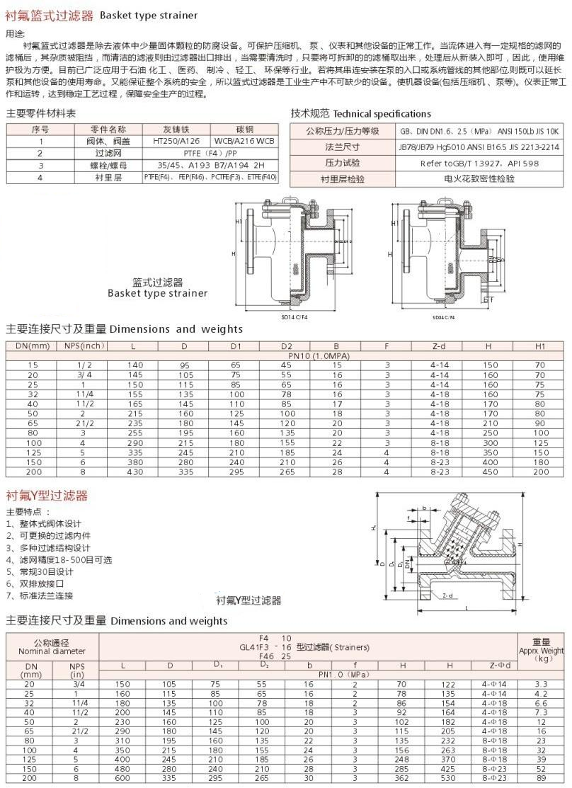 襯氟過(guò)濾器,襯氟藍(lán)式過(guò)濾器,襯氟Y型過(guò)濾器尺寸結(jié)構(gòu)圖 襯氟過(guò)濾器,襯氟藍(lán)式過(guò)濾器,襯氟Y型過(guò)濾器尺寸結(jié)構(gòu)圖